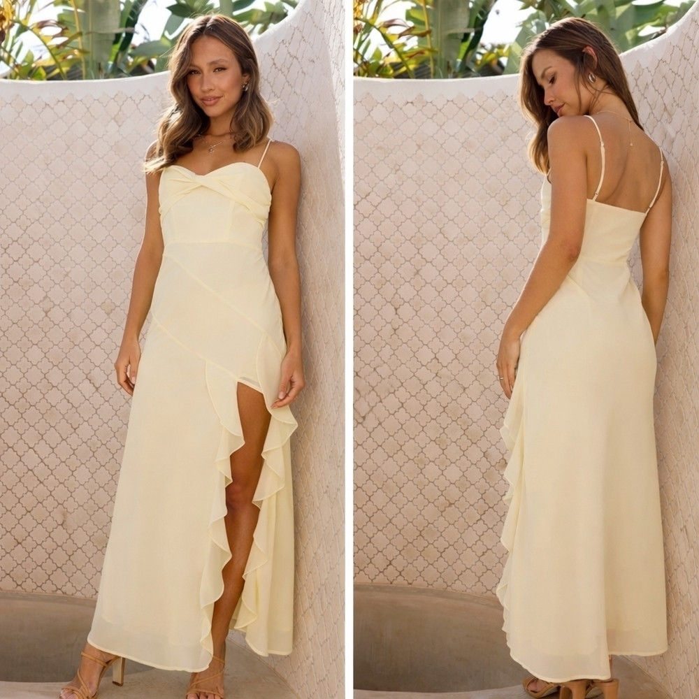 Billy J Butter Yellow Midi Dress Kiyah Size 10